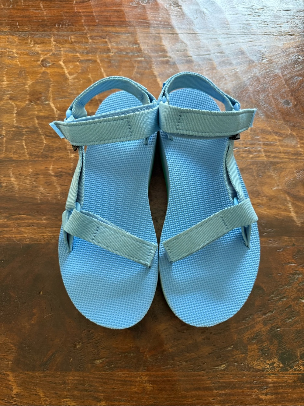 Teva Blue and Green Strap Platform Sandals - Picture 3 of 12
